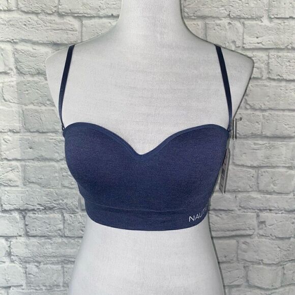 Nautica intimates women 36B new padded adjustable removable strap bra navy blue - Picture 1 of 9
